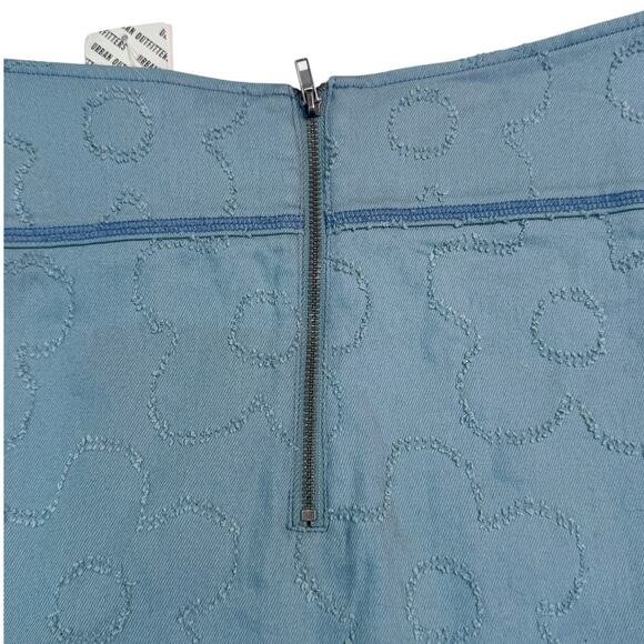 NEW Urban Outfitters Sky Blue Mod Floral Textured Mini Skirt Large - Picture 7 of 8